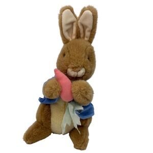 Eden Peter Rabbit Plush Stuffed Animal 14"‎ Toy Carrot Blue Jacket Easter Decor